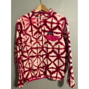 Patagonia Synchilla Fleece Pullover Womens Medium Pink Tie Dye Snap T Jacket